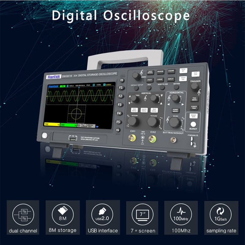 Портативний цифровий осцилограф Hantek DSO2C10 – компактний вимірювальний прилад для сигналів
