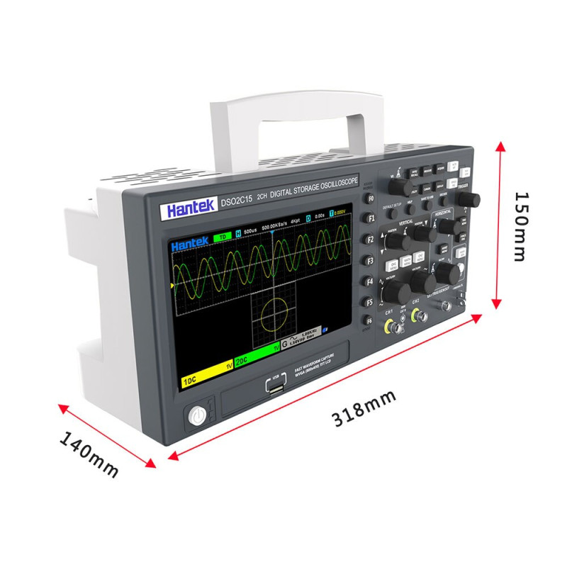 Портативний цифровий осцилограф Hantek DSO2C10 – компактний вимірювальний прилад для сигналів