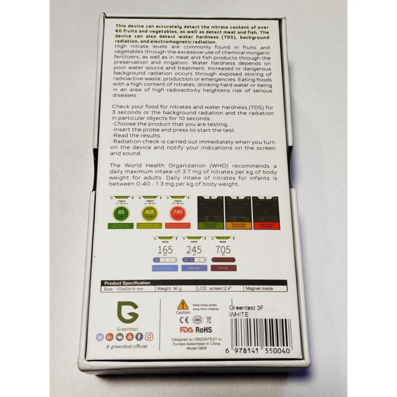 Нітратомір Greentest 3FT – екотестер нітратів у продуктах і аналізатор жорсткості води