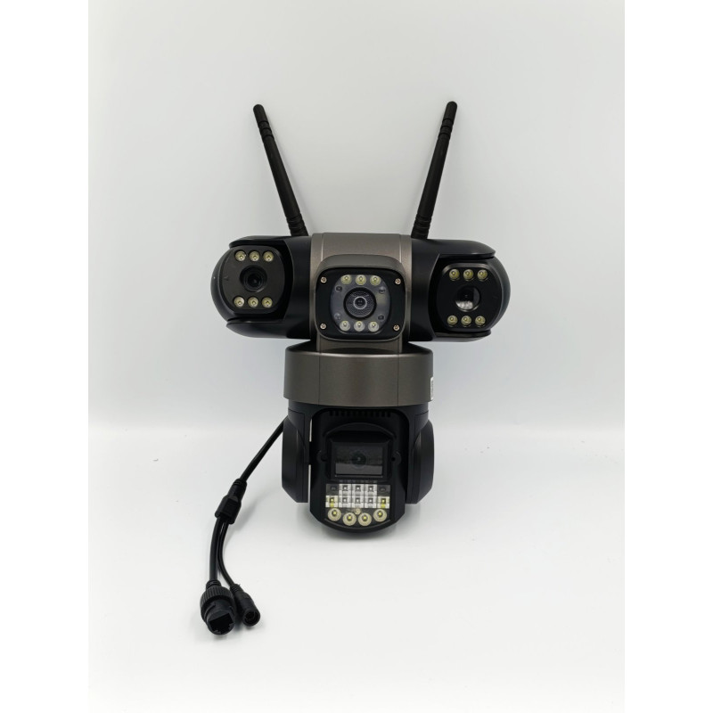 V380 Pro WiFi IP камера зовнішня 12MP 6K з трьома об'єктивами поворотна камера відеоспостереження