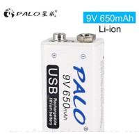 Акумулятор Li-Ion 9V Крона PALO 650mAh з micro-USB зарядкою та індикатором