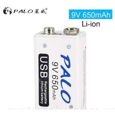 Акумулятор Li-Ion 9V Крона PALO 650mAh з micro-USB зарядкою та індикатором